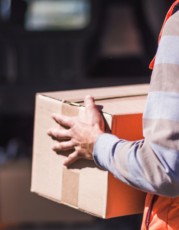 delivery person delivering a parcel
